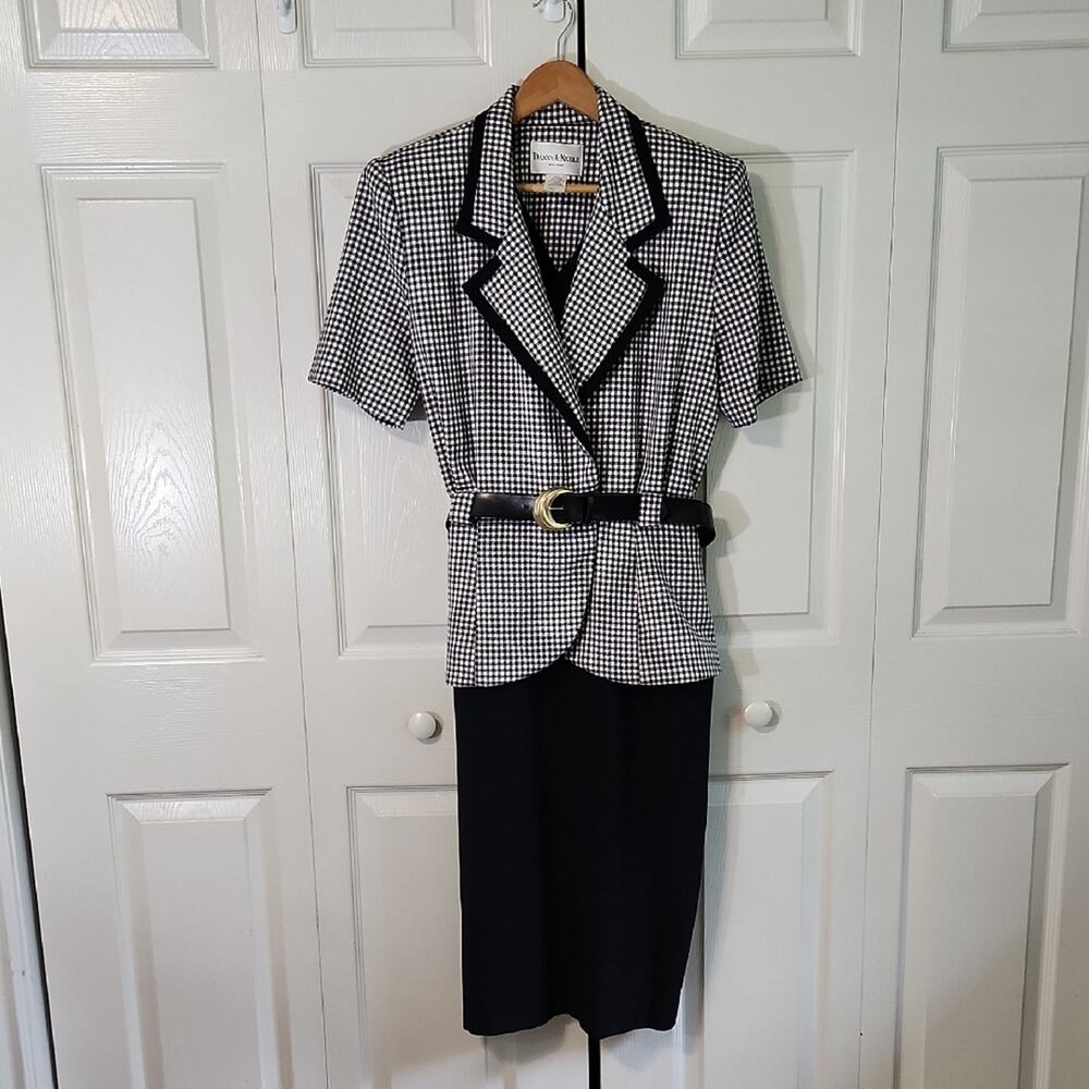 Vintage Danny & Nicole Black & White Gingham Dress Size‎ SM Preppy Money 80s